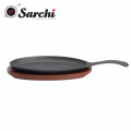 Skillet de hierro fundido preajustado Fajita con base de madera